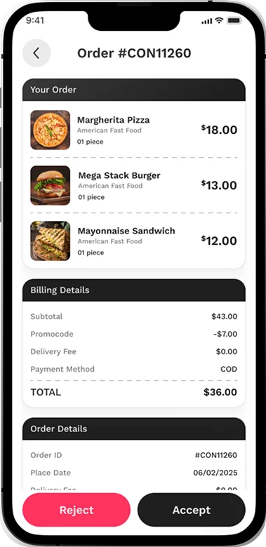 Order screen